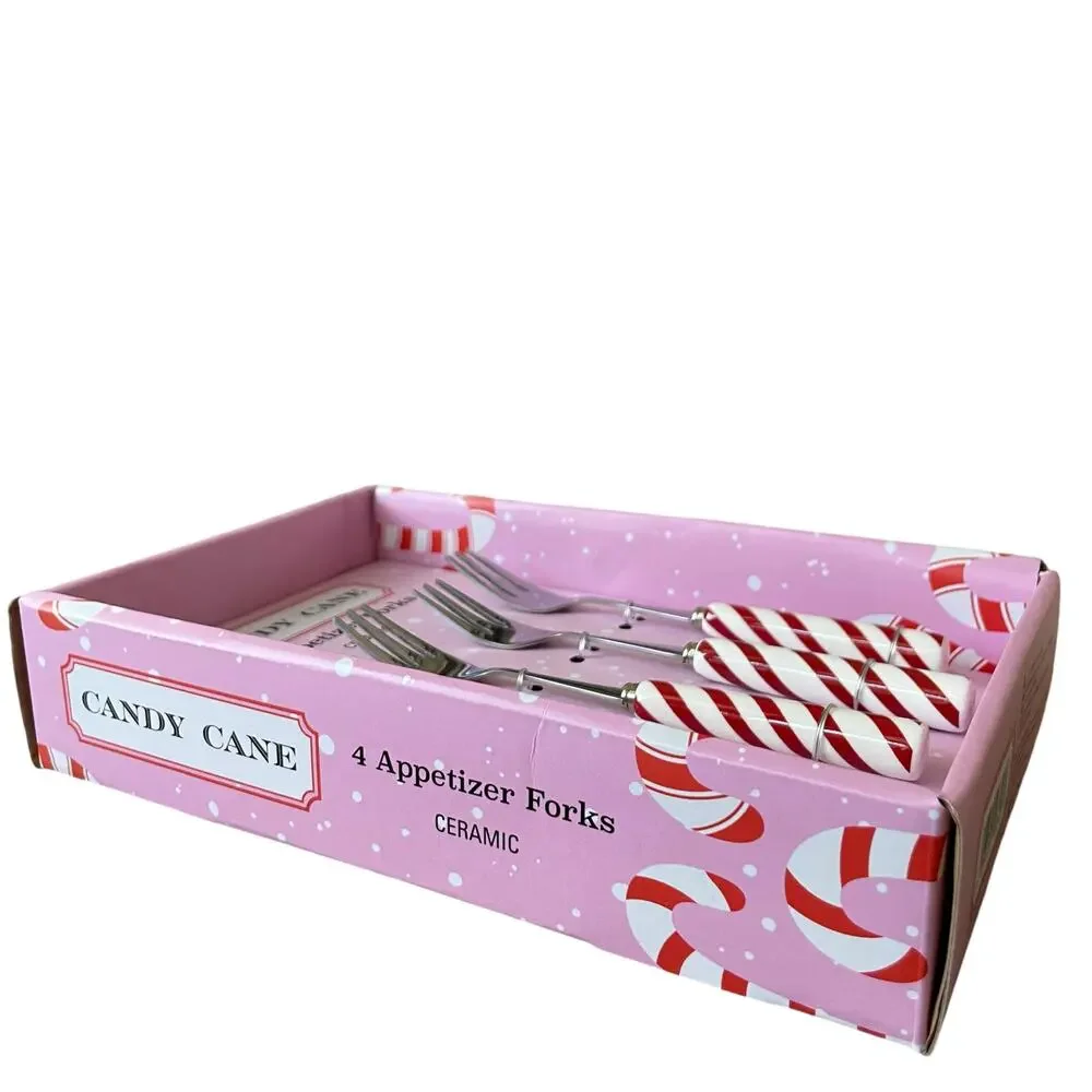 Christmas Candy Cane Peppermint Appetizer Forks Set of 4